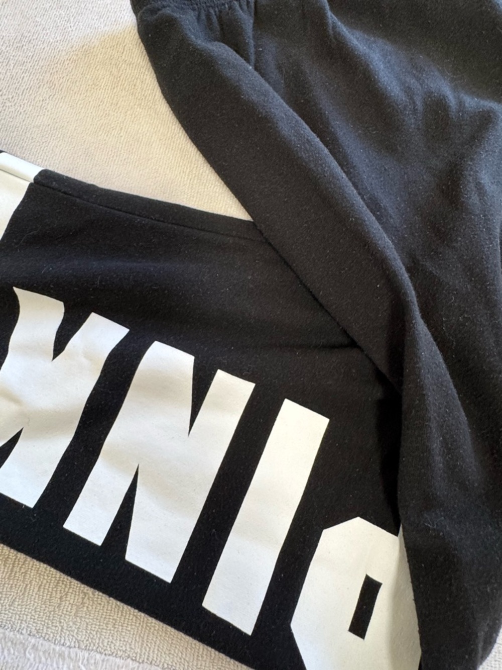 PINK Victoria's Secret Black Jogger Pants with White Logo Stripes - Picture 3 of 7